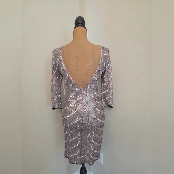 Gianni Bini Pink and Silver Sequin Dress - Picture 3 of 9